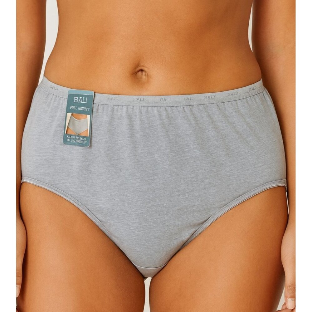 Bali 2XL /9 Coverage Briefs Soft Cotton Blend High Waist Underwear Gray